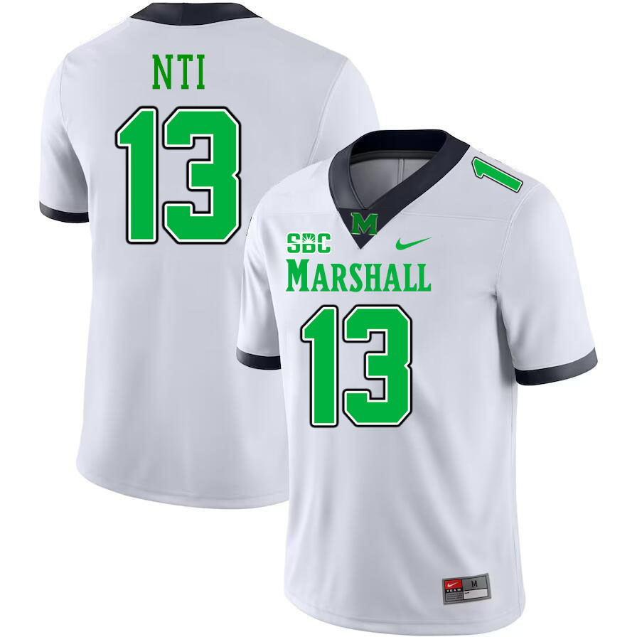 Marshall Thundering Herd #13 Camron Nti College Football Jerseys Stitched-White Marshall Thundering Herd #13 Camron Nti College Football Jerseys Stitched-White
